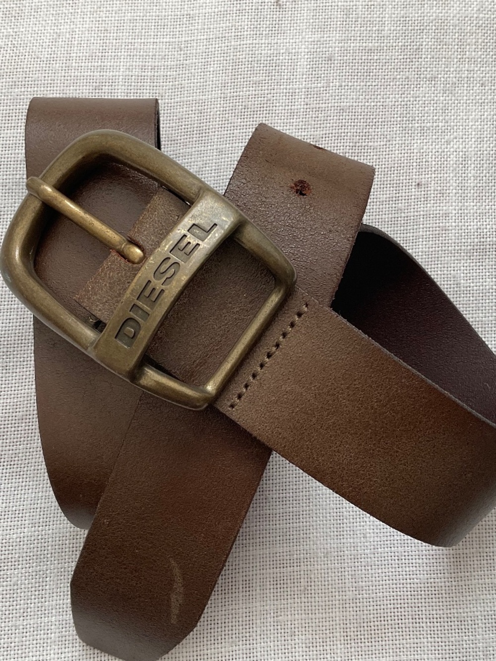 Diesel Men’s Wapr-Service Brown Leather Belt Stamped Buckle Size 36/90 NWOT